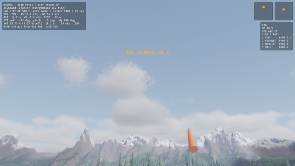 The game panel counts down to GO. The plane leaves your hand and climbs away.