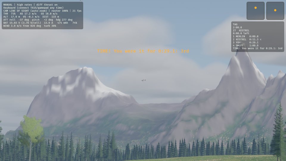 If the game is tag and the game clock is running and the clock runs out, the clock on the game panel stops, and the game panel shows the results.